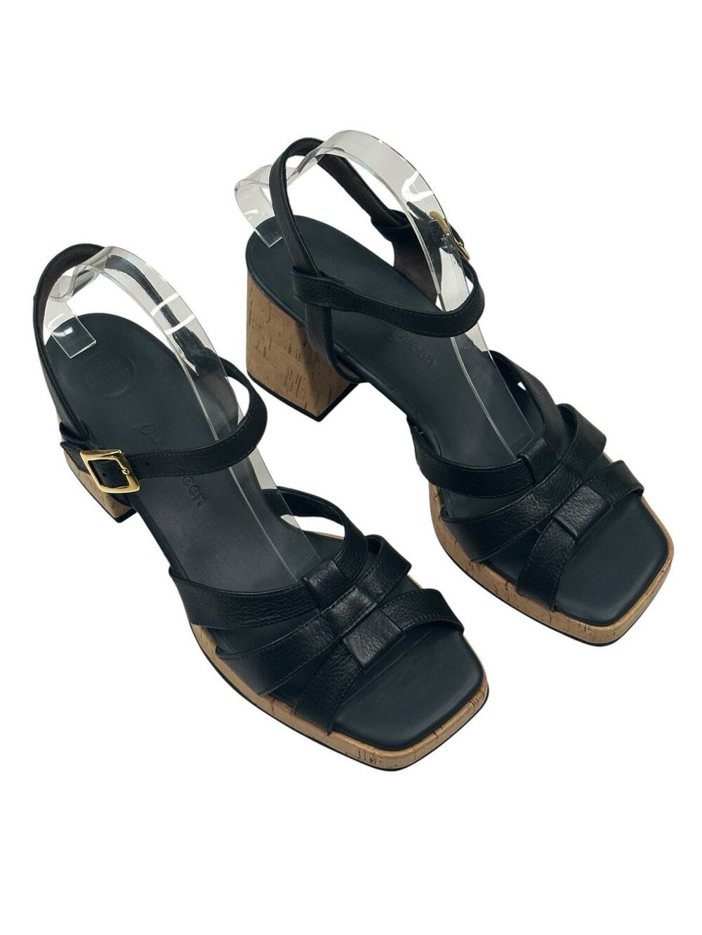 Paul Green Tina Black Leather Slingback Heel Sandals Size US 9.5 UK 7 New $429 A